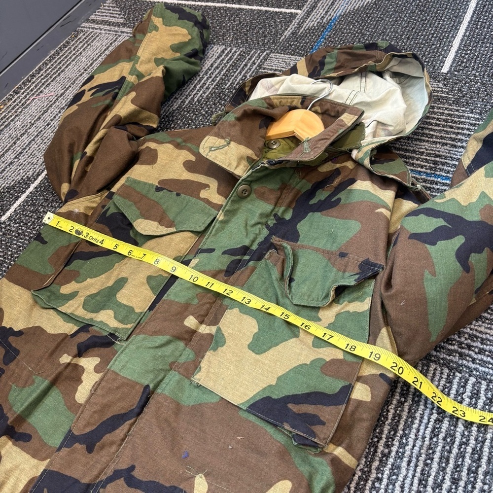 Military Mens Small Field Cold Weather Coat Woodland Camo Lined Army Hooded - Picture 8 of 12